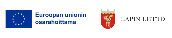 EU:n lippu ja teksti Euroopan unionin osarahoittama sekä Lapin liiton vaakunalogo.