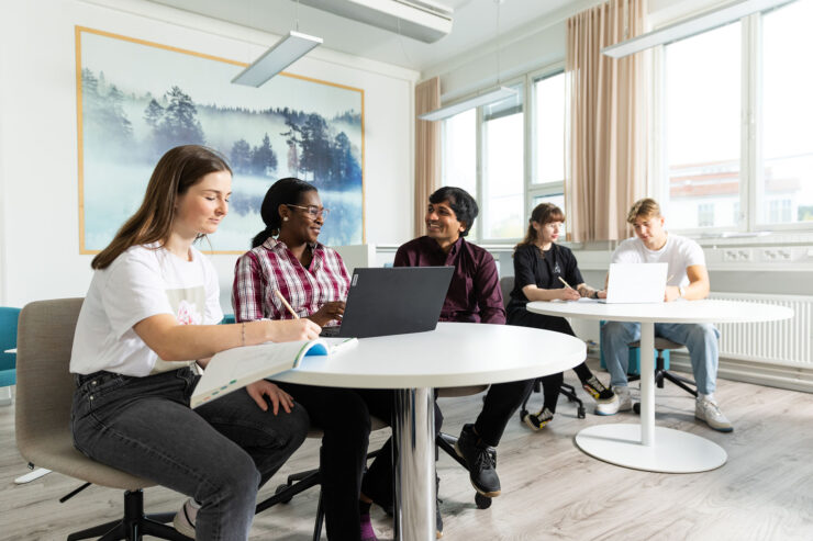 Students studying at class