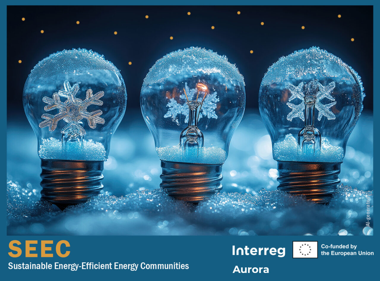 Frosty light bulbs in snow, winter concept.