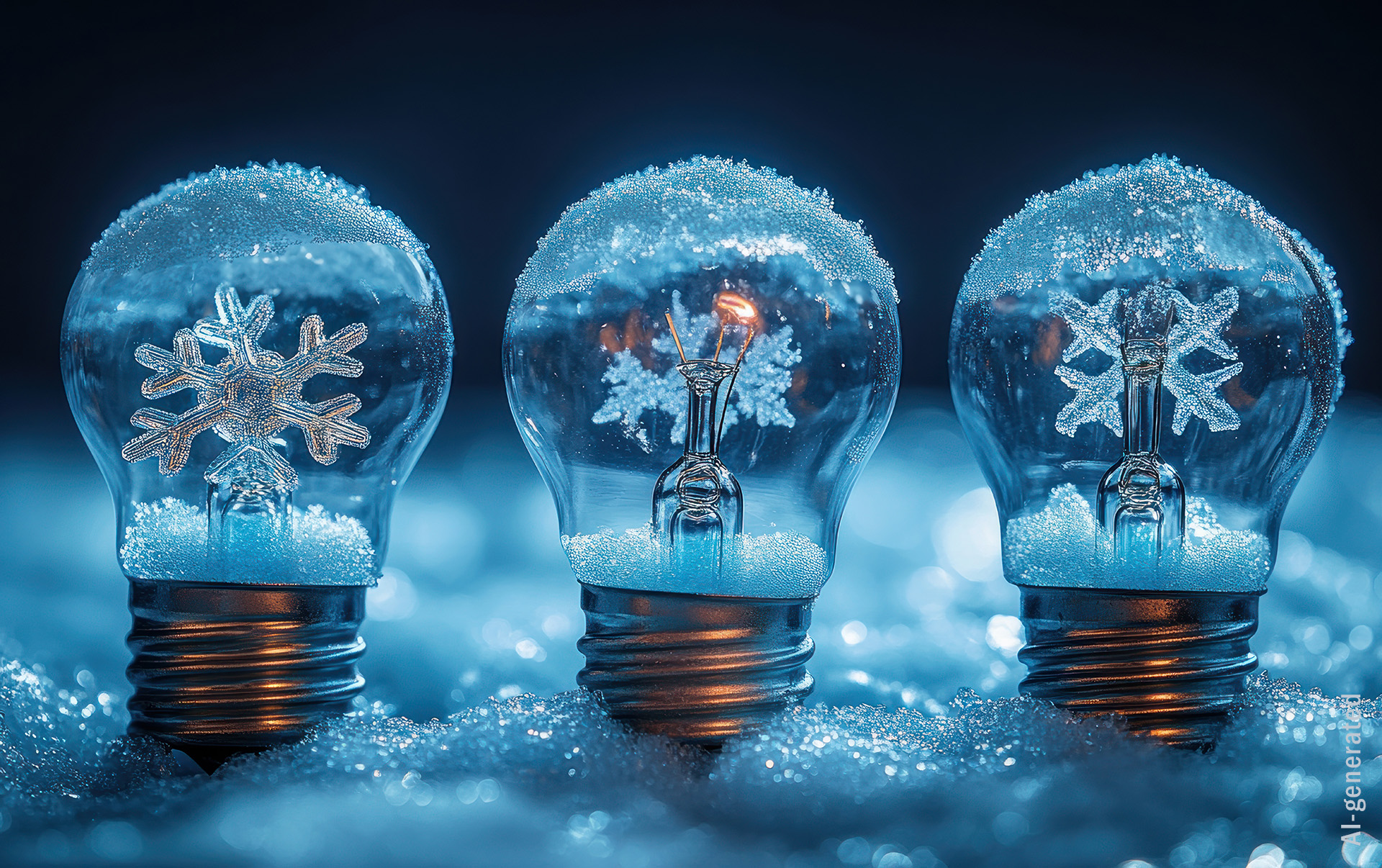 Frosty light bulbs in snow, winter concept.