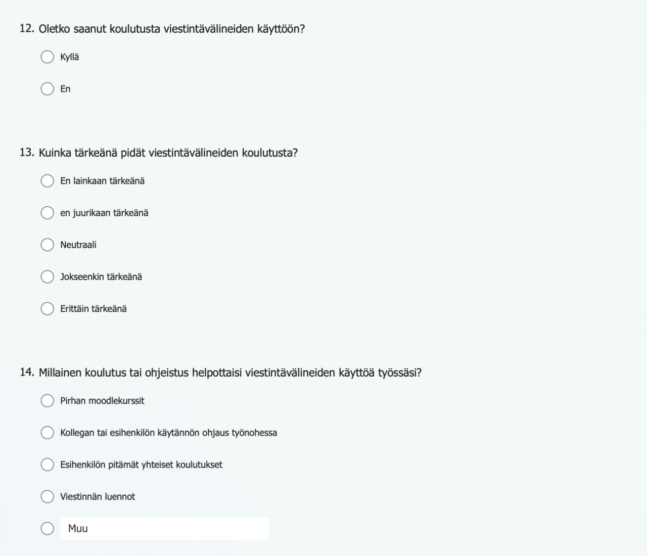 Liite 1 5(5). Kyselytutkimus Verisuonikeskuksen sisäisestä viestinnästä 