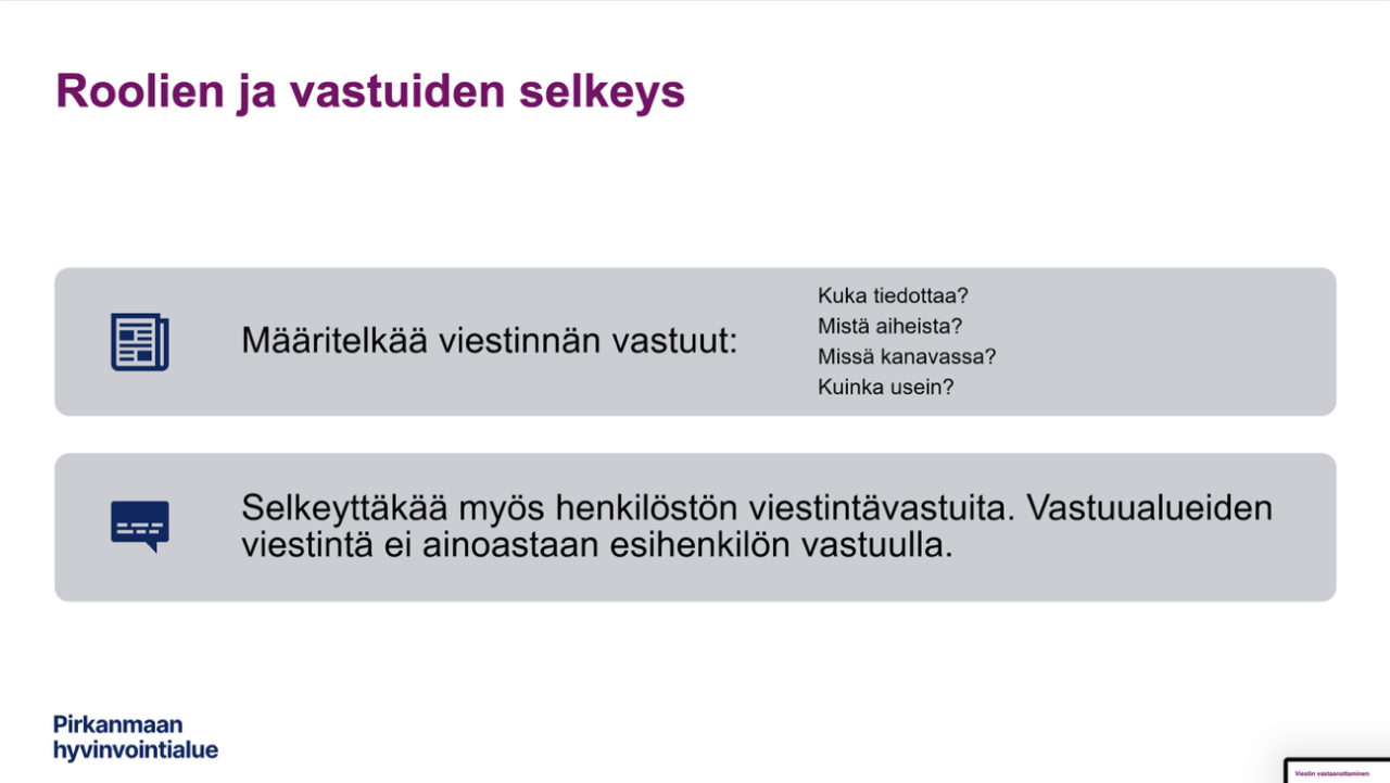 Liite 2 3(4). Ohjeistus esihenkilöille sisäiseen viestintään 