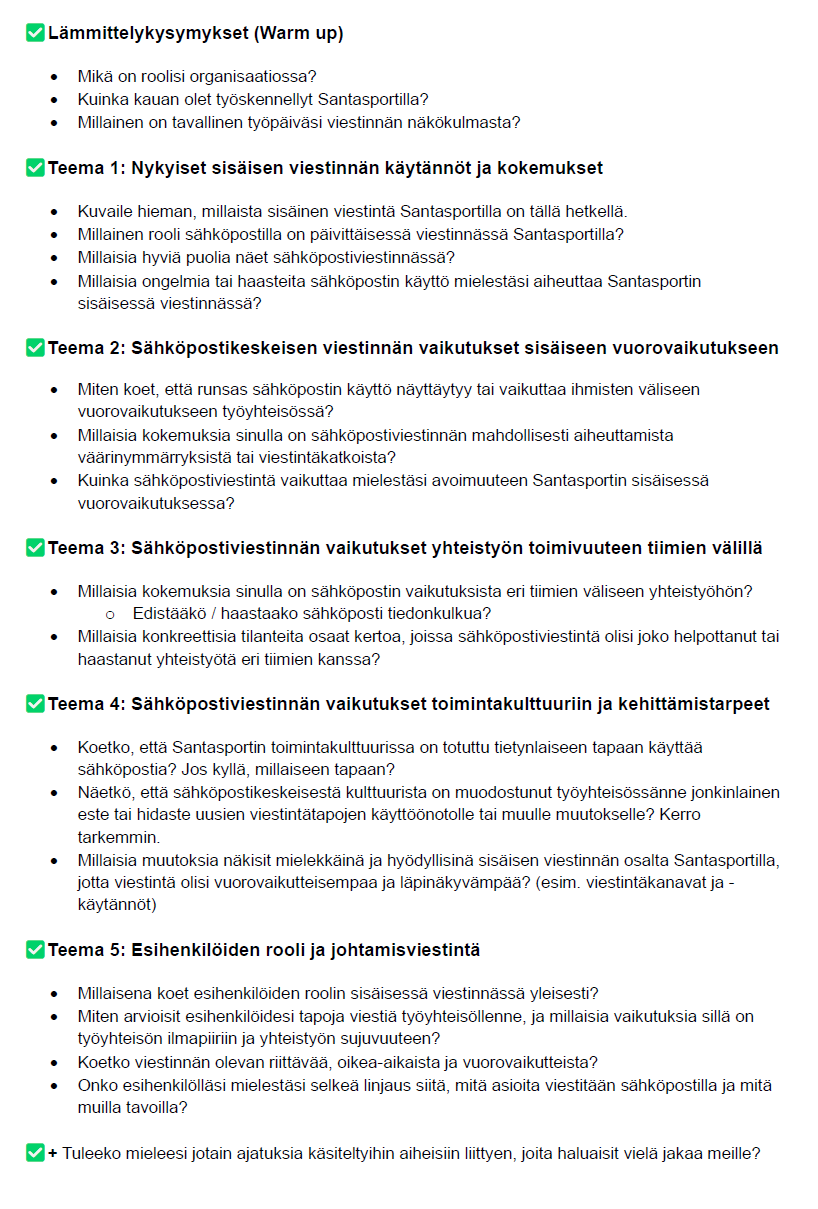 Liite 2. Teemahaastattelun kysymysrunko