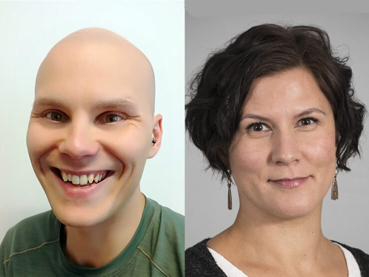 Kirjoittajien kasvot.