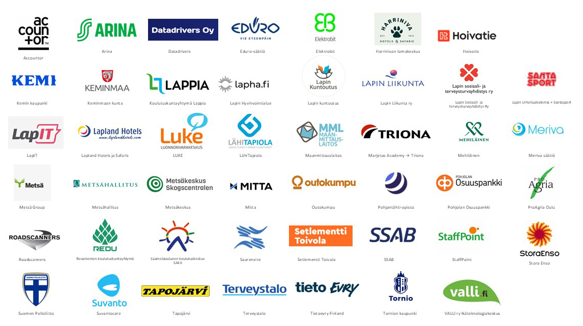 46 company and organization logos.