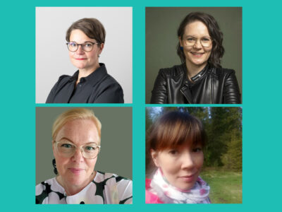 Kirjoittajien kasvokuvat vierekkäin ja allekkain.